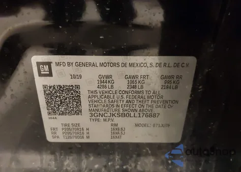 2020 Chevrolet Trax Fwd Ls from USA, damaged, VIN 3GNCJKSB0LL176887